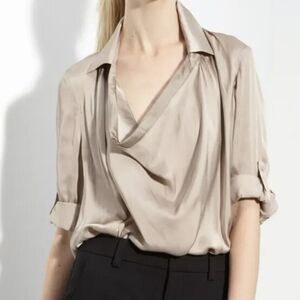 Vince Cowl Neck Elegant Women's Tan Blouse